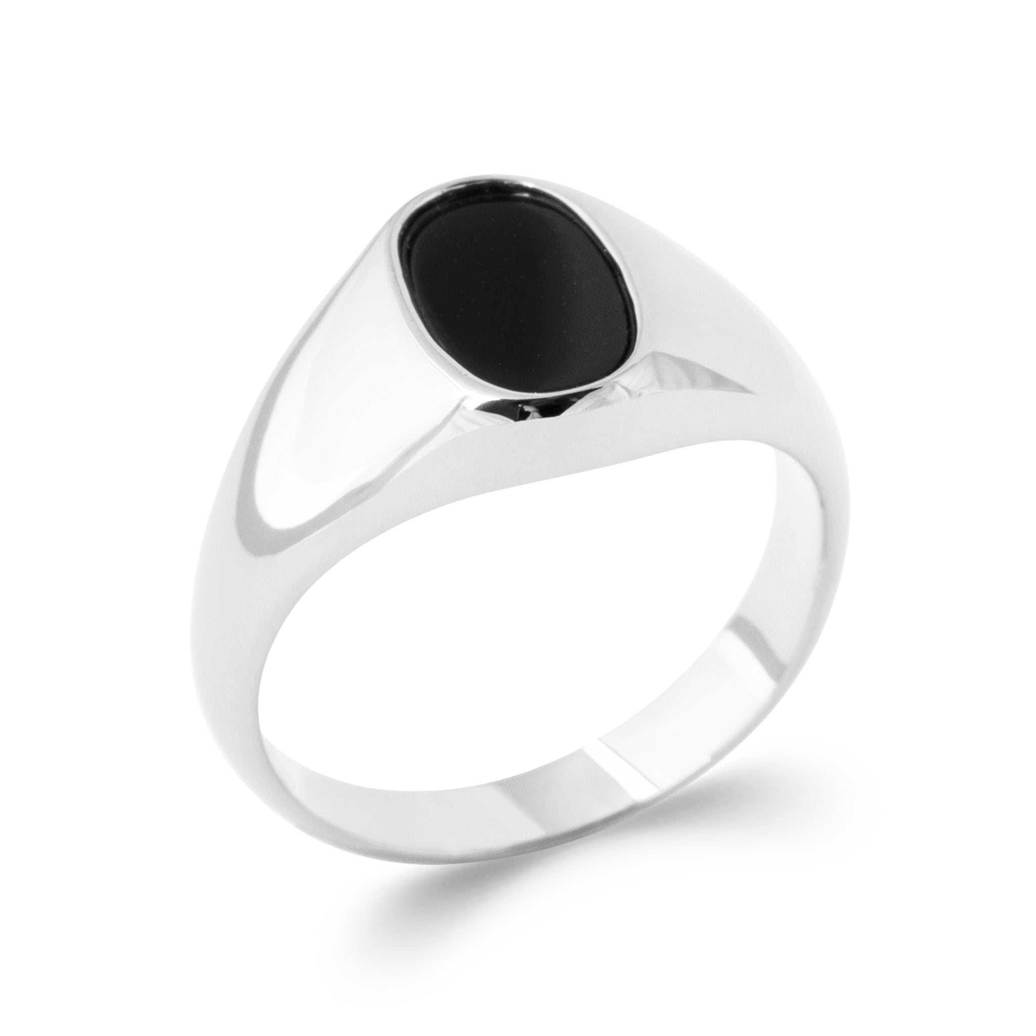 Onyx - Chevalière ronde empierrée en Argent - Yasmeen Jewelry