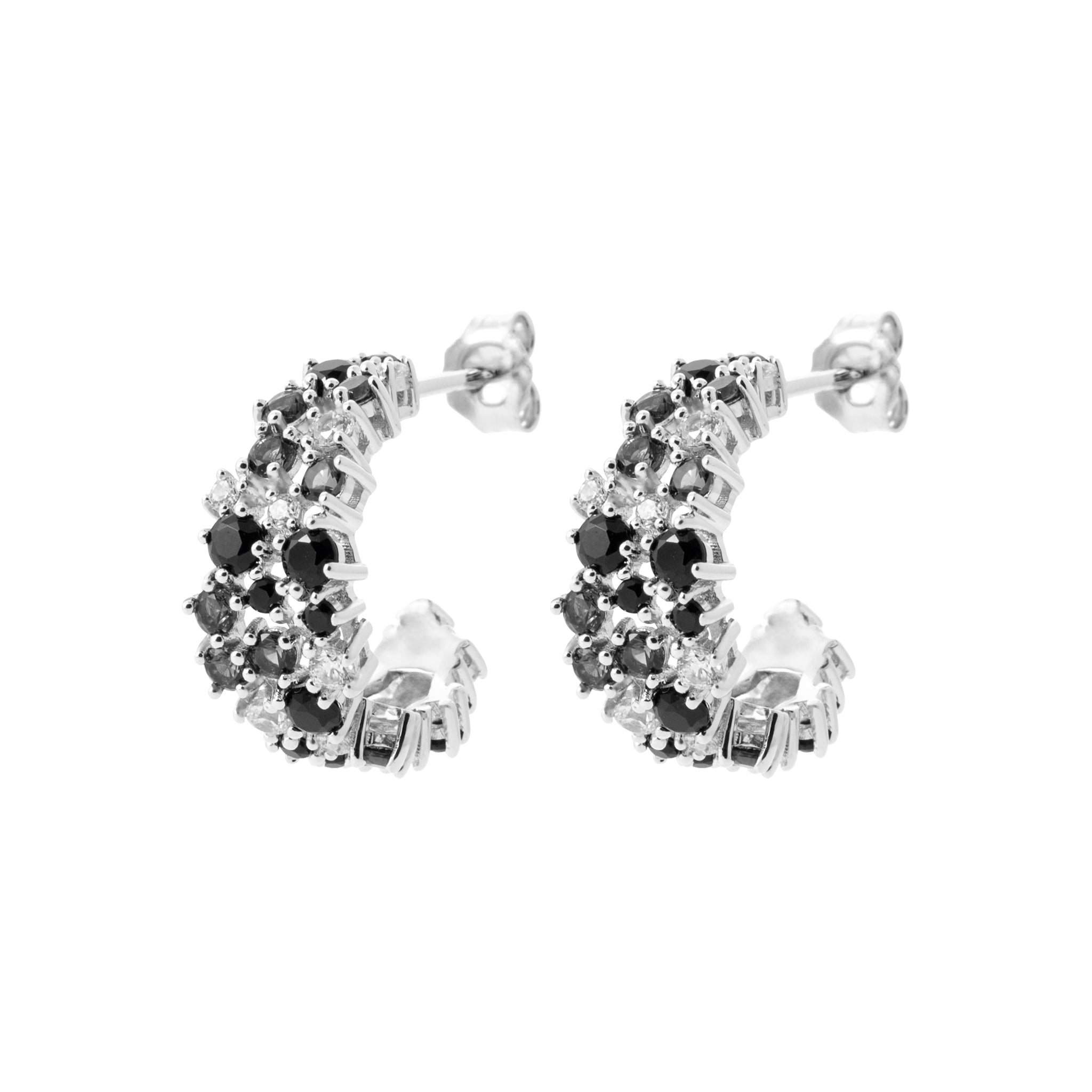 Inès - Boucles d'oreilles en Argent et pierres noires
