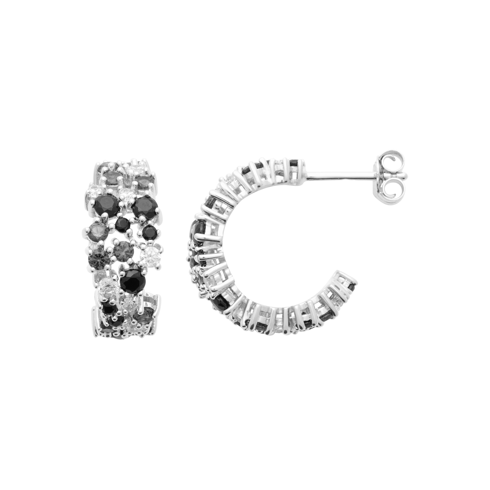 Inès - Boucles d'oreilles en Argent et pierres noires