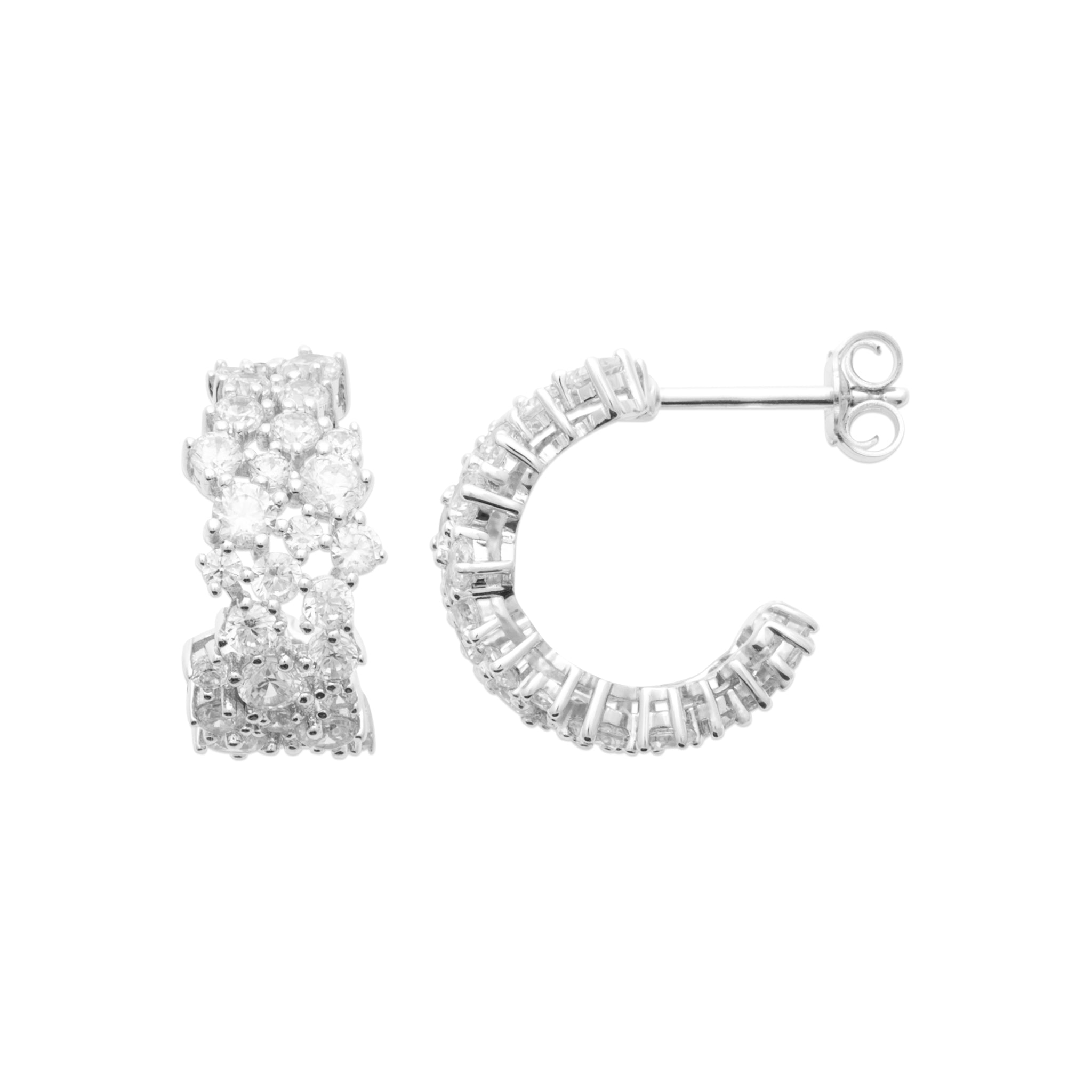 Inès - Boucles d'oreilles en Argent et pierres blanches
