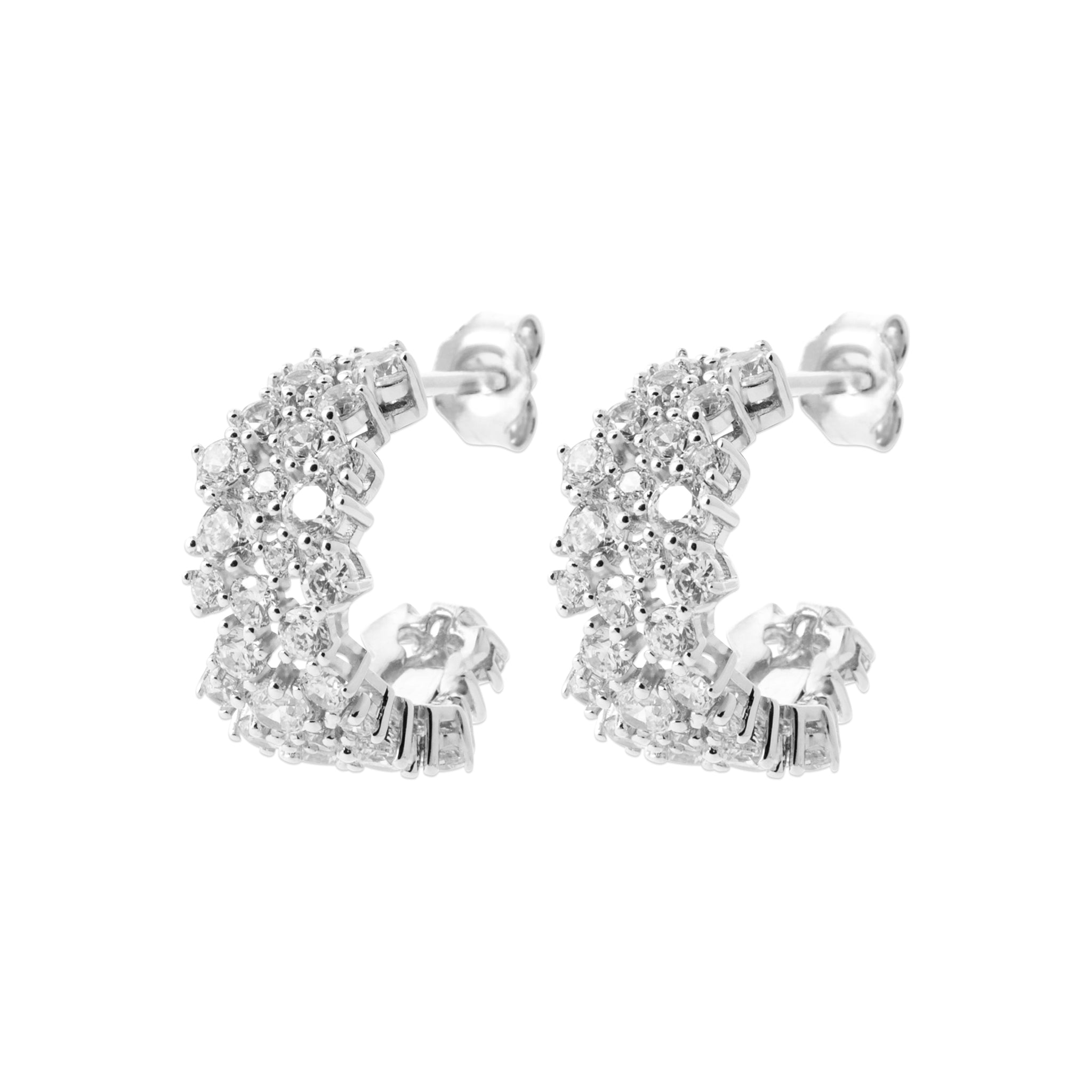 Inès - Boucles d'oreilles en Argent et pierres blanches