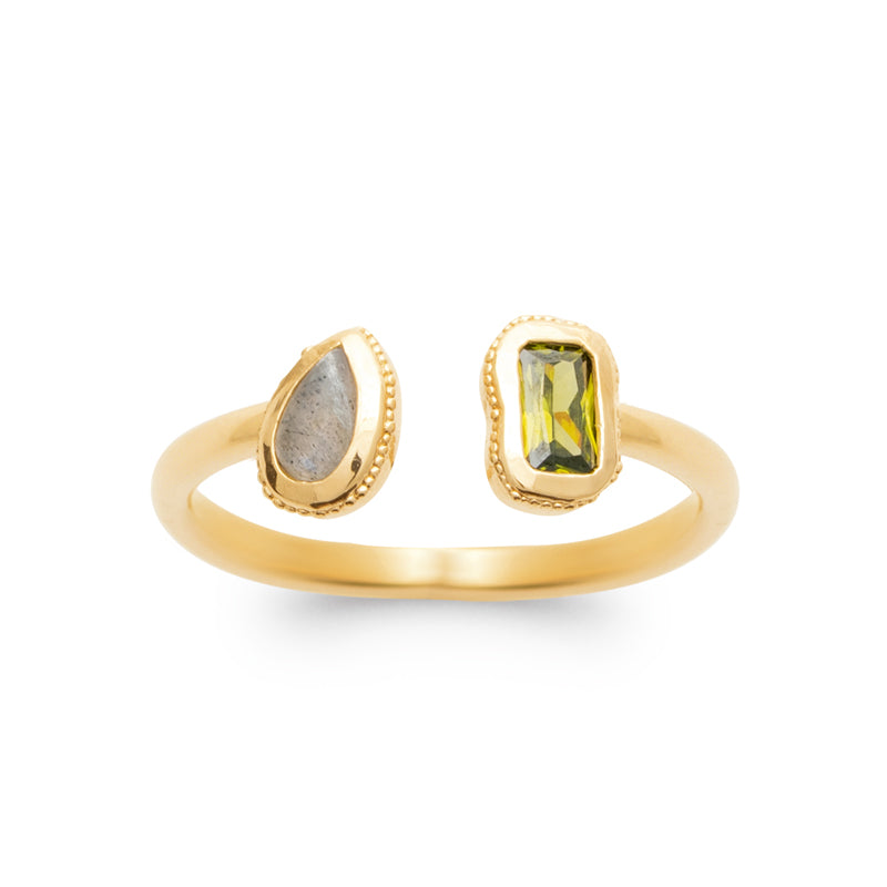 Aïcha- Bague en Plaqué Or et pierres colorées