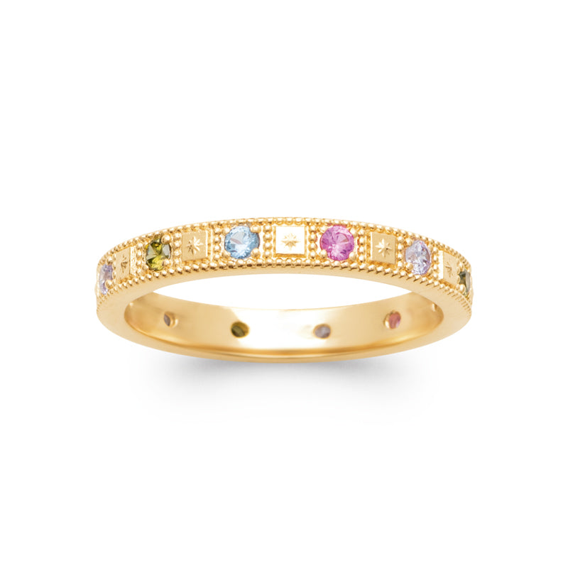 Dalia - Bague en Plaqué Or et pierres colorées