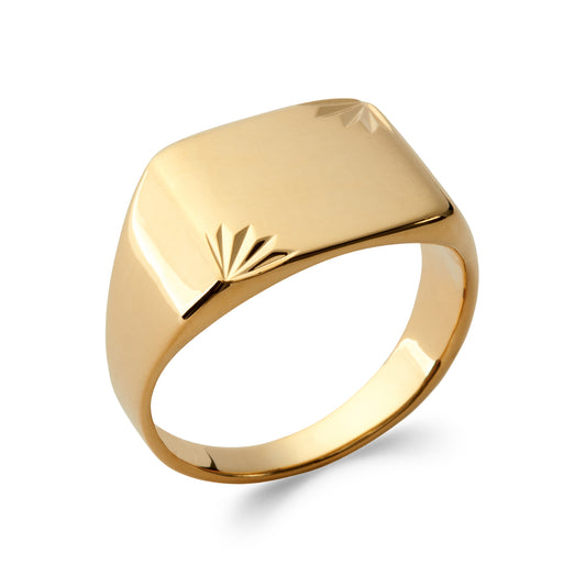 Zael - Chevalière rectangle en Plaqué Or - Yasmeen Jewelry
