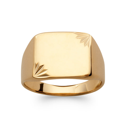 Zael - Chevalière rectangle en Plaqué Or - Yasmeen Jewelry