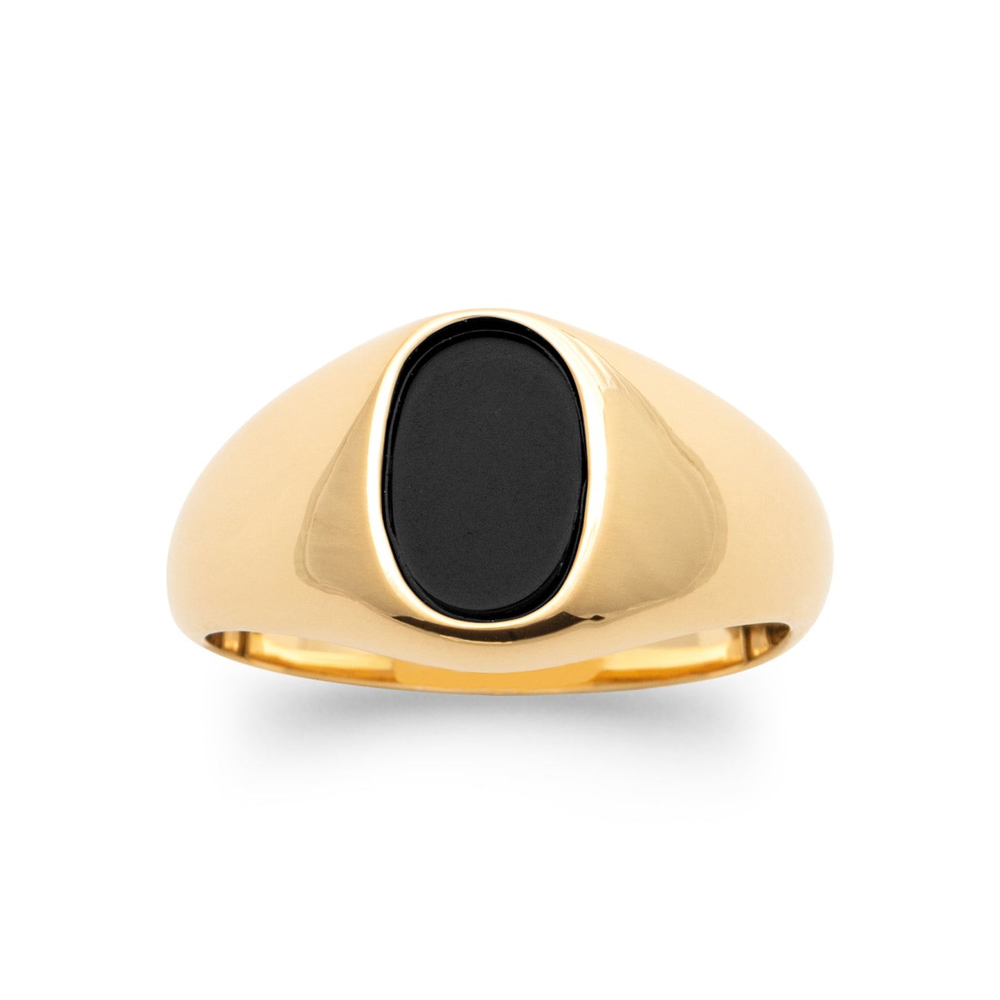 Onyx - Chevalière ronde empierrée en Plaqué Or - Yasmeen Jewelry