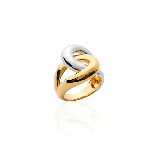 Line - Bague entrelacée bicolore en Plaqué Or - Yasmeen Jewelry