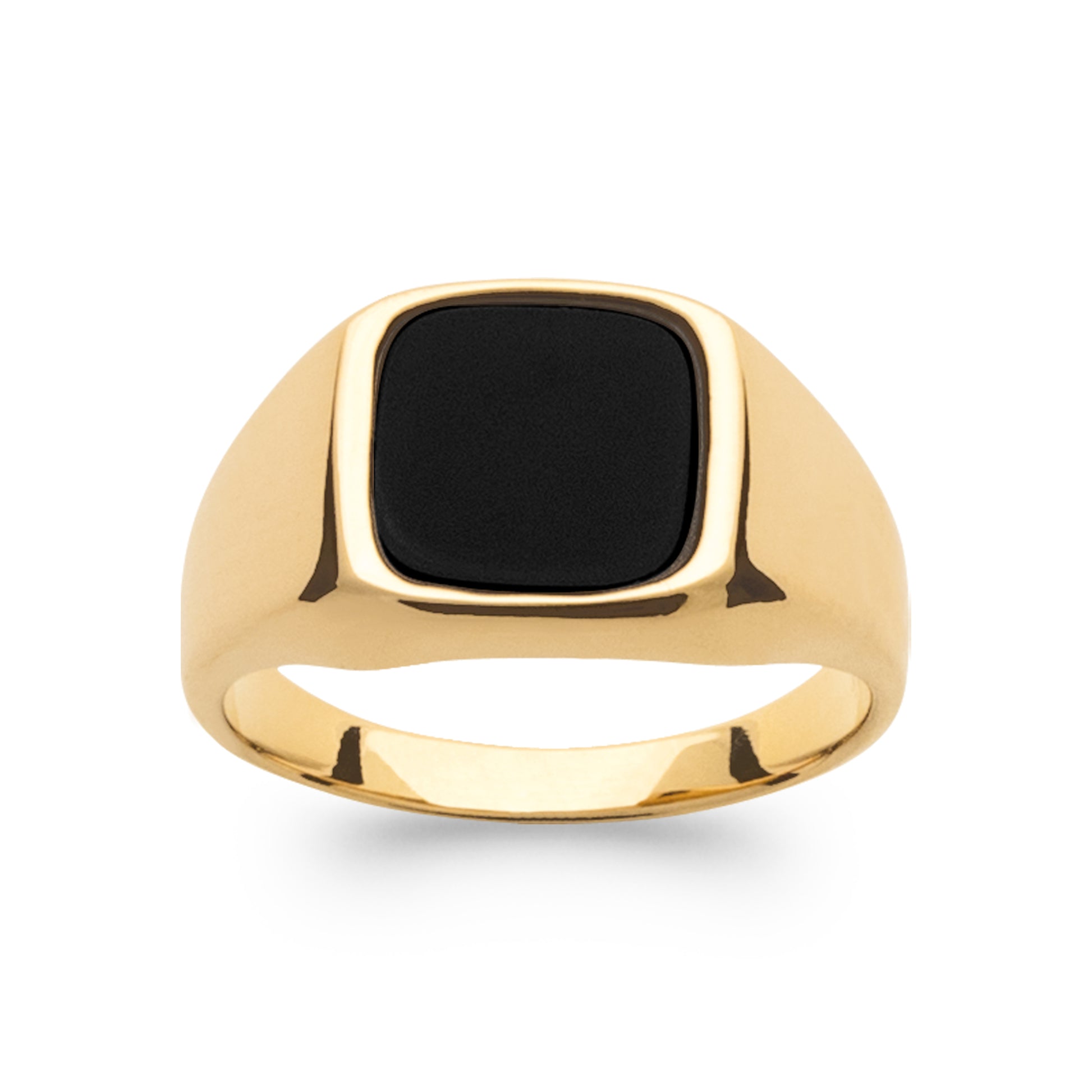 Onyx - Chevalière carrée empierrée en Plaqué Or - Yasmeen Jewelry