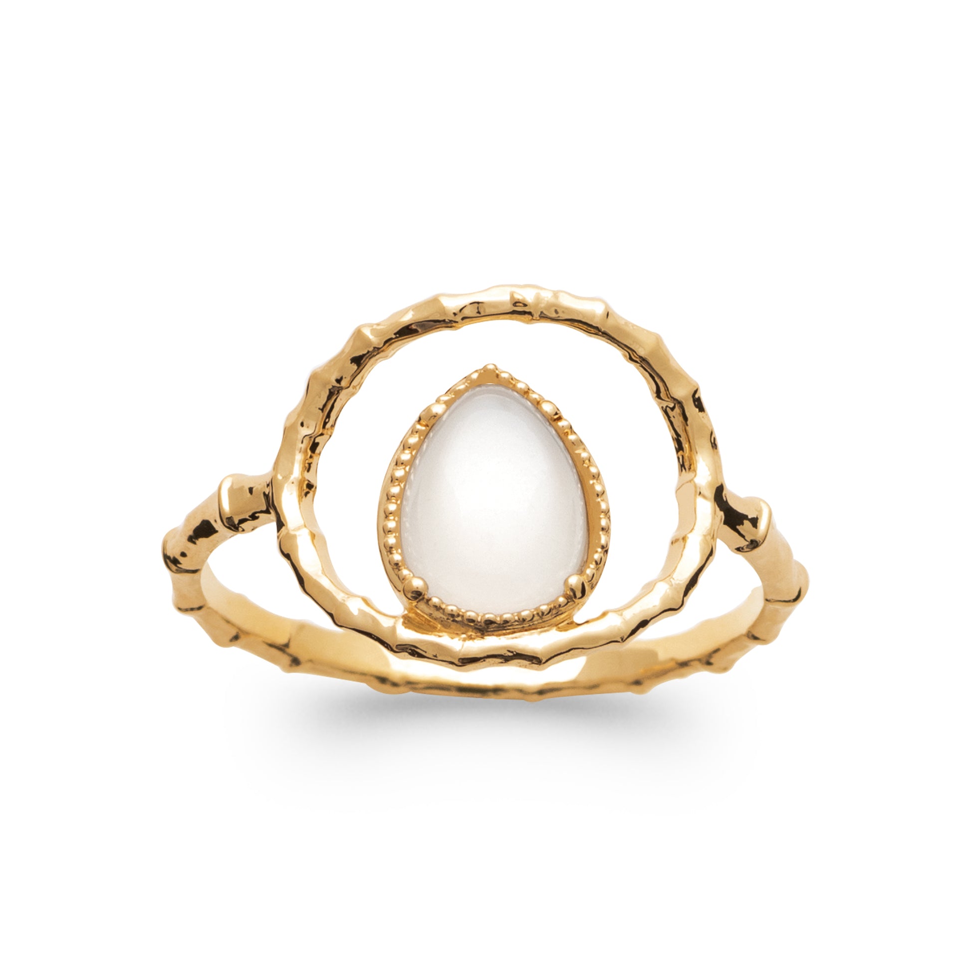Lua - Bague en Plaqué Or et Pierre de Lune - Yasmeen Jewelry