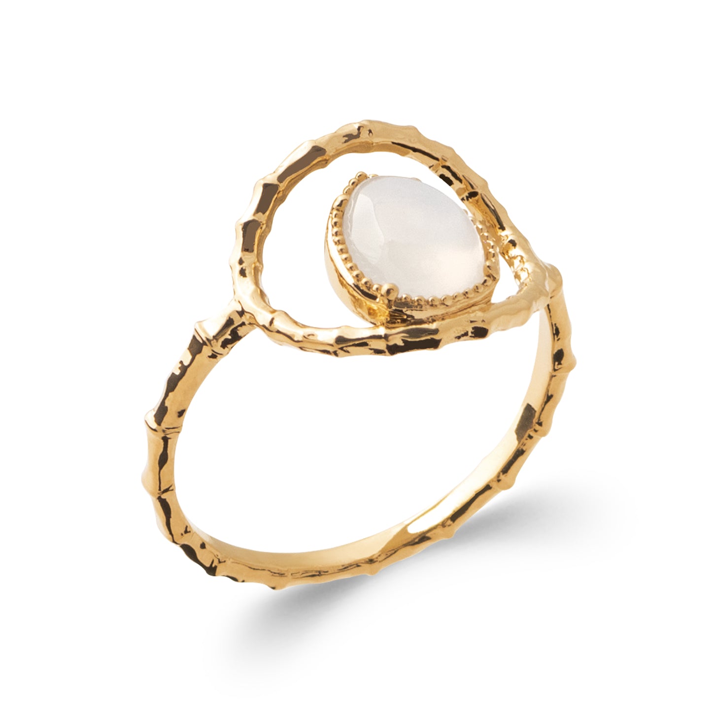 Lua - Bague en Plaqué Or et Pierre de Lune - Yasmeen Jewelry
