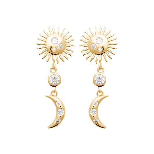 Cosmos - Boucles d'oreilles pendantes en Plaqué Or - Yasmeen Jewelry