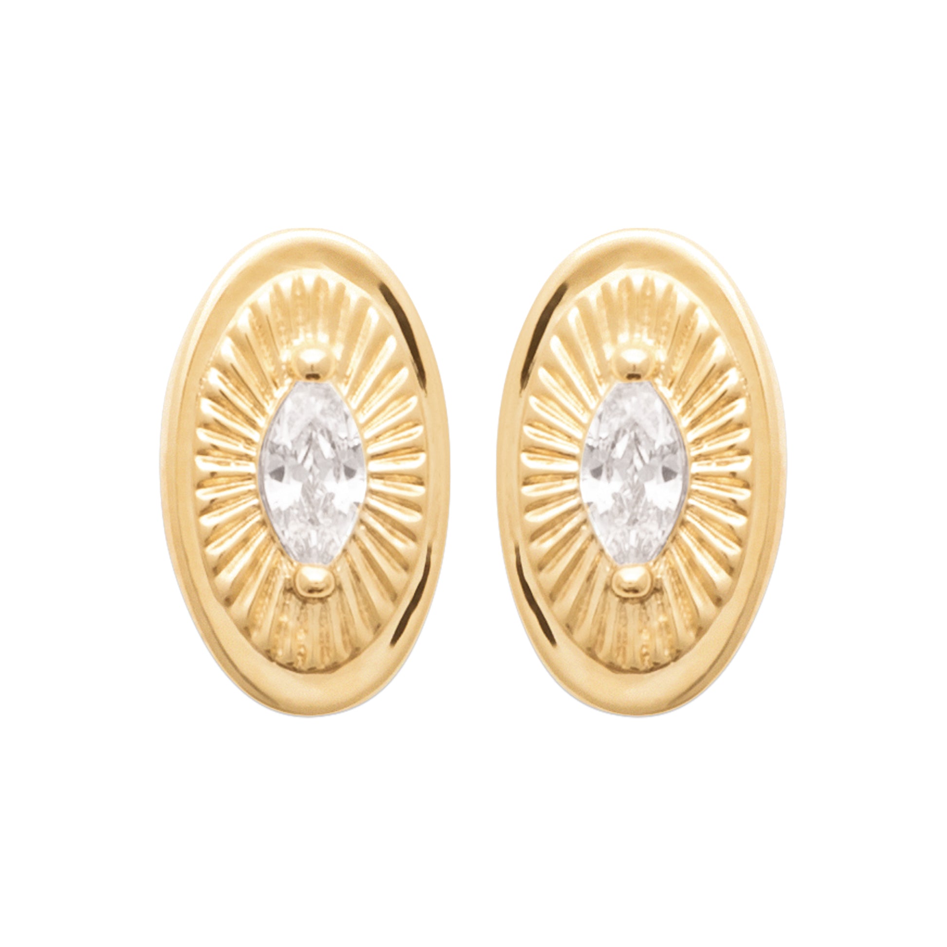 Narcisse - Boucles d'oreilles puces en Plaqué Or - Yasmeen Jewelry