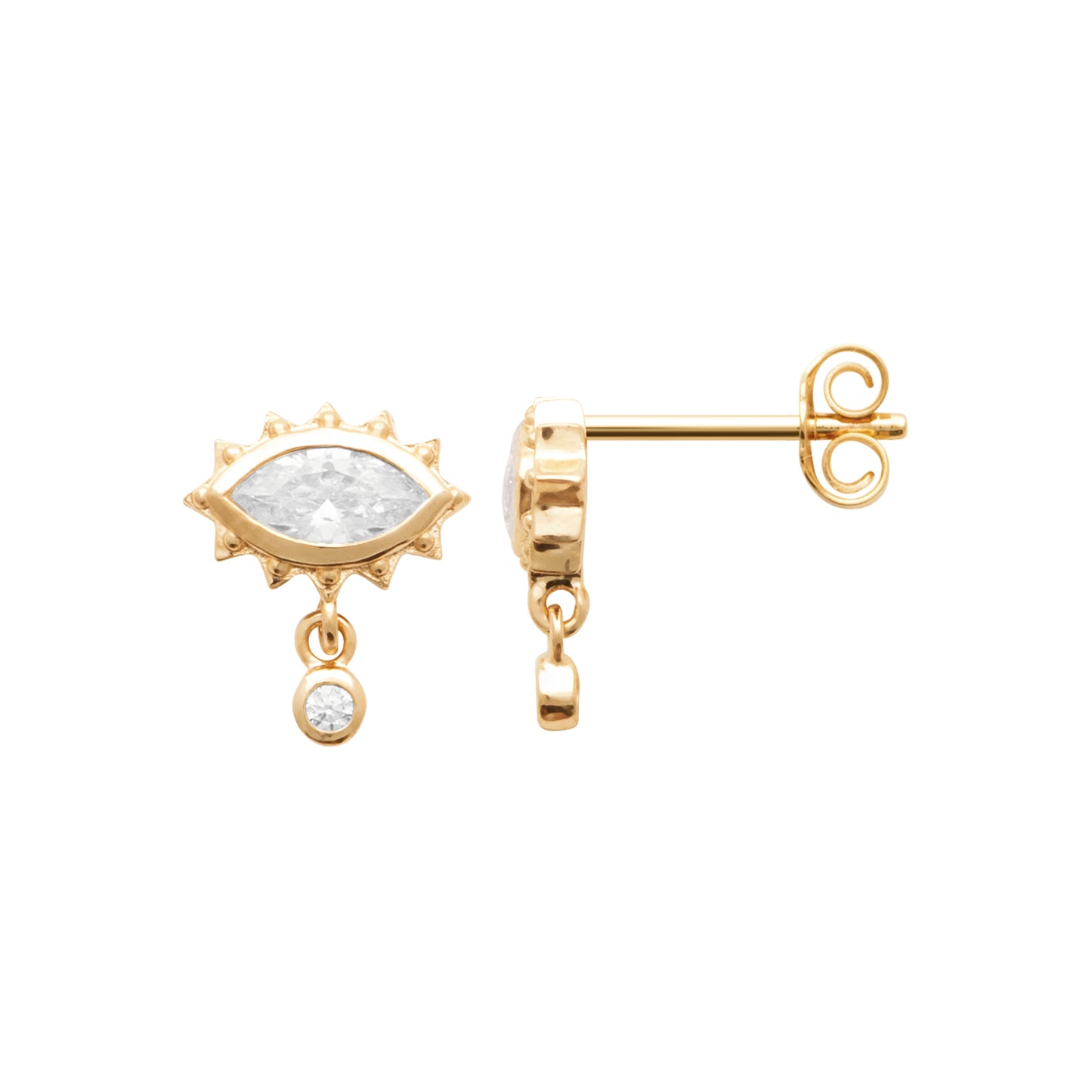 Mati - Boucles d'oreilles puces en Plaqué Or - Yasmeen Jewelry