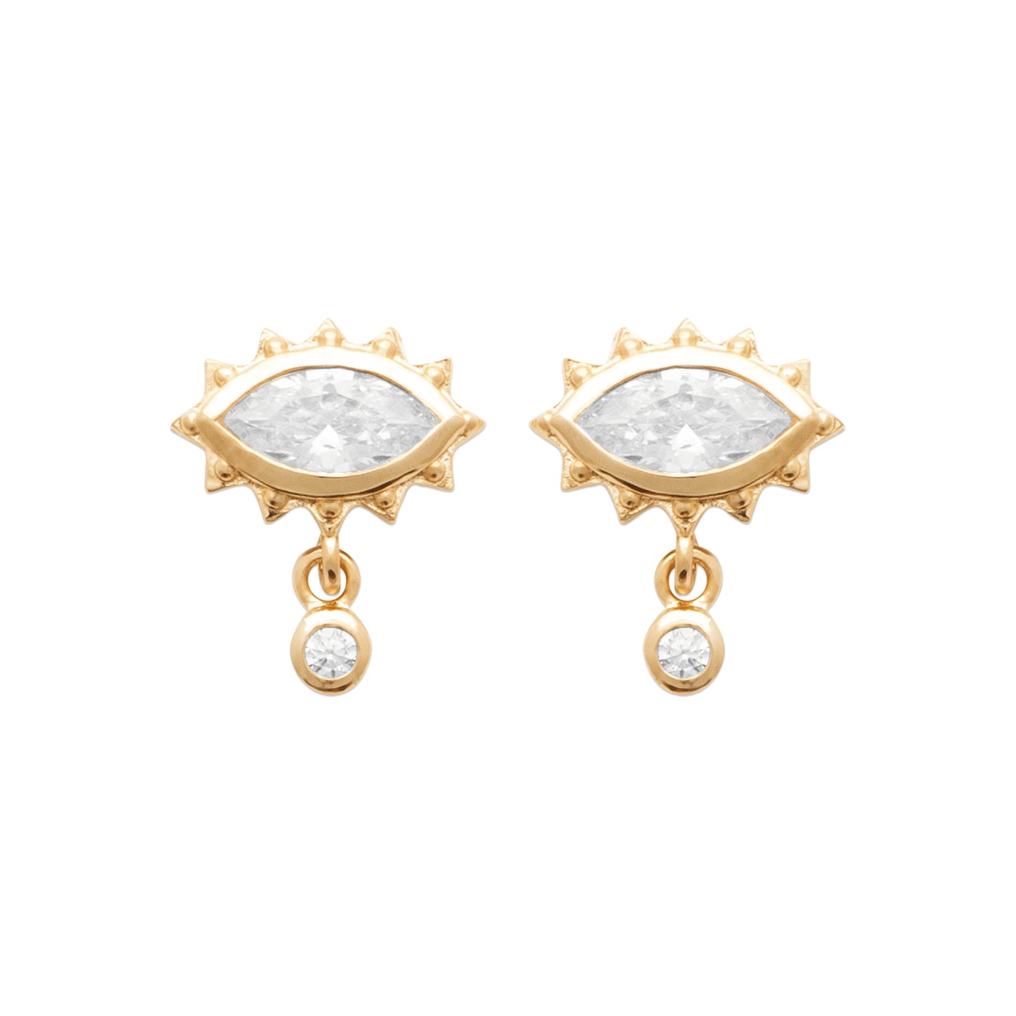Mati - Boucles d'oreilles puces en Plaqué Or - Yasmeen Jewelry