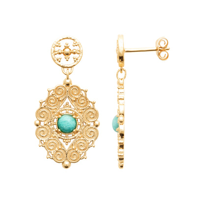 Chiraz - Boucles d'oreilles en Plaqué Or et Amazonite - Yasmeen Jewelry