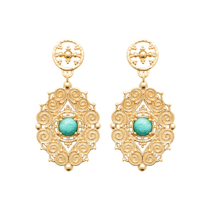 Chiraz - Boucles d'oreilles en Plaqué Or et Amazonite - Yasmeen Jewelry