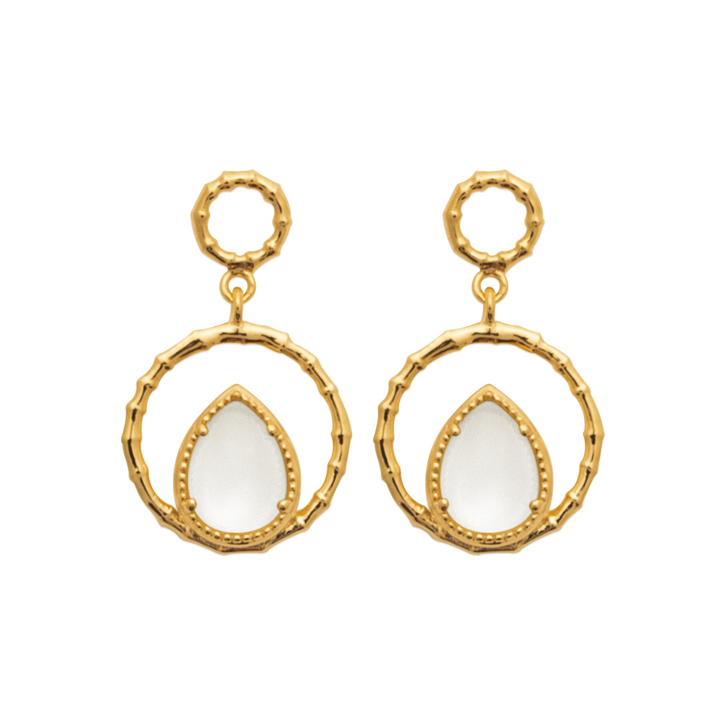 Lua - Boucles d'oreilles en Plaqué Or et Pierre de Lune - Yasmeen Jewelry