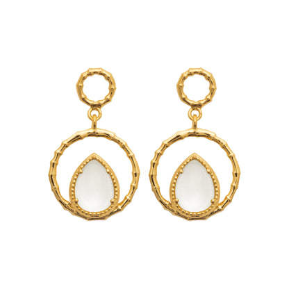 Lua - Boucles d'oreilles en Plaqué Or et Pierre de Lune - Yasmeen Jewelry