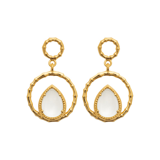 Lua - Boucles d'oreilles en Plaqué Or et Pierre de Lune - Yasmeen Jewelry