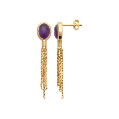 Shéhérazade - Boucles d'oreilles en Plaqué Or et Améthyste - Yasmeen Jewelry