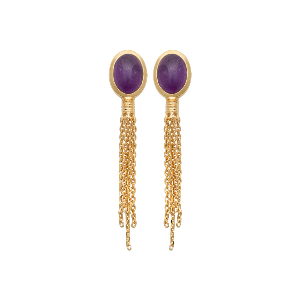 Shéhérazade - Boucles d'oreilles en Plaqué Or et Améthyste - Yasmeen Jewelry