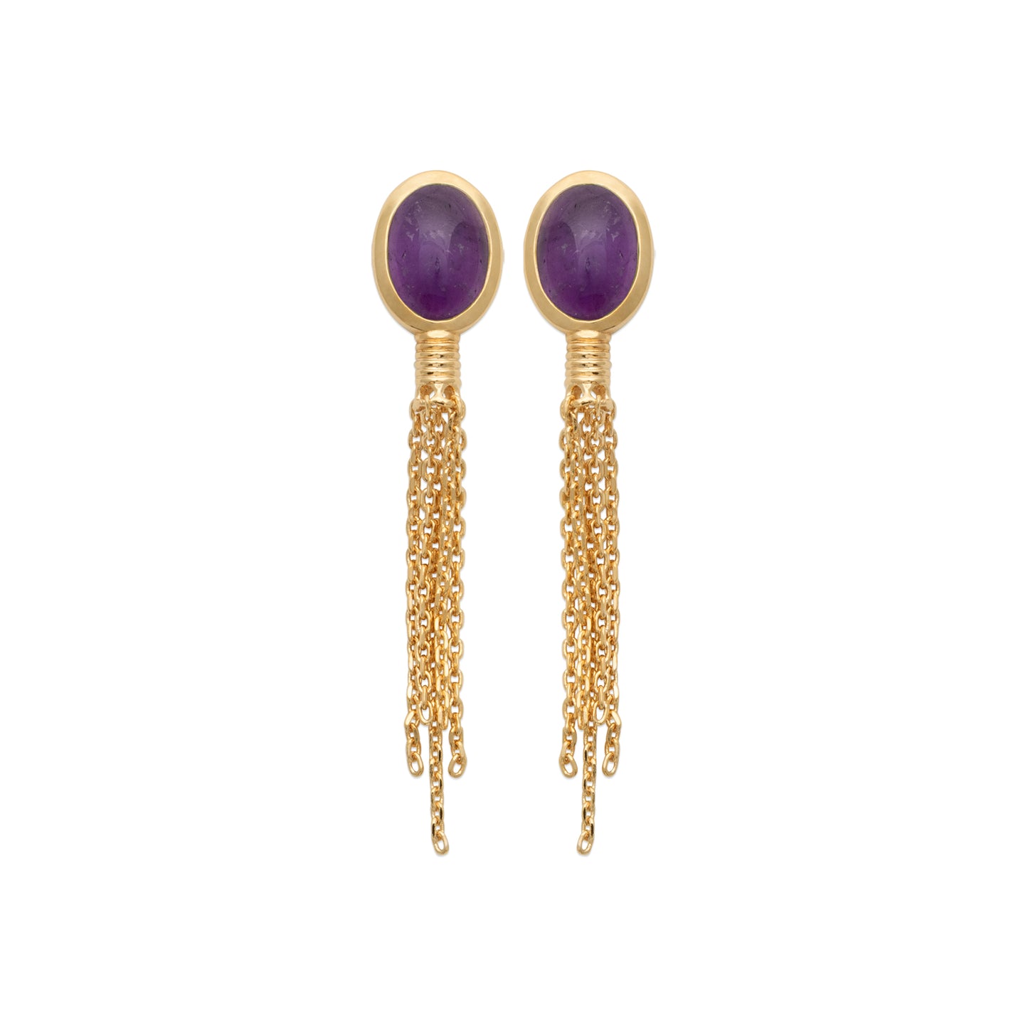 Shéhérazade - Boucles d'oreilles en Plaqué Or et Améthyste - Yasmeen Jewelry