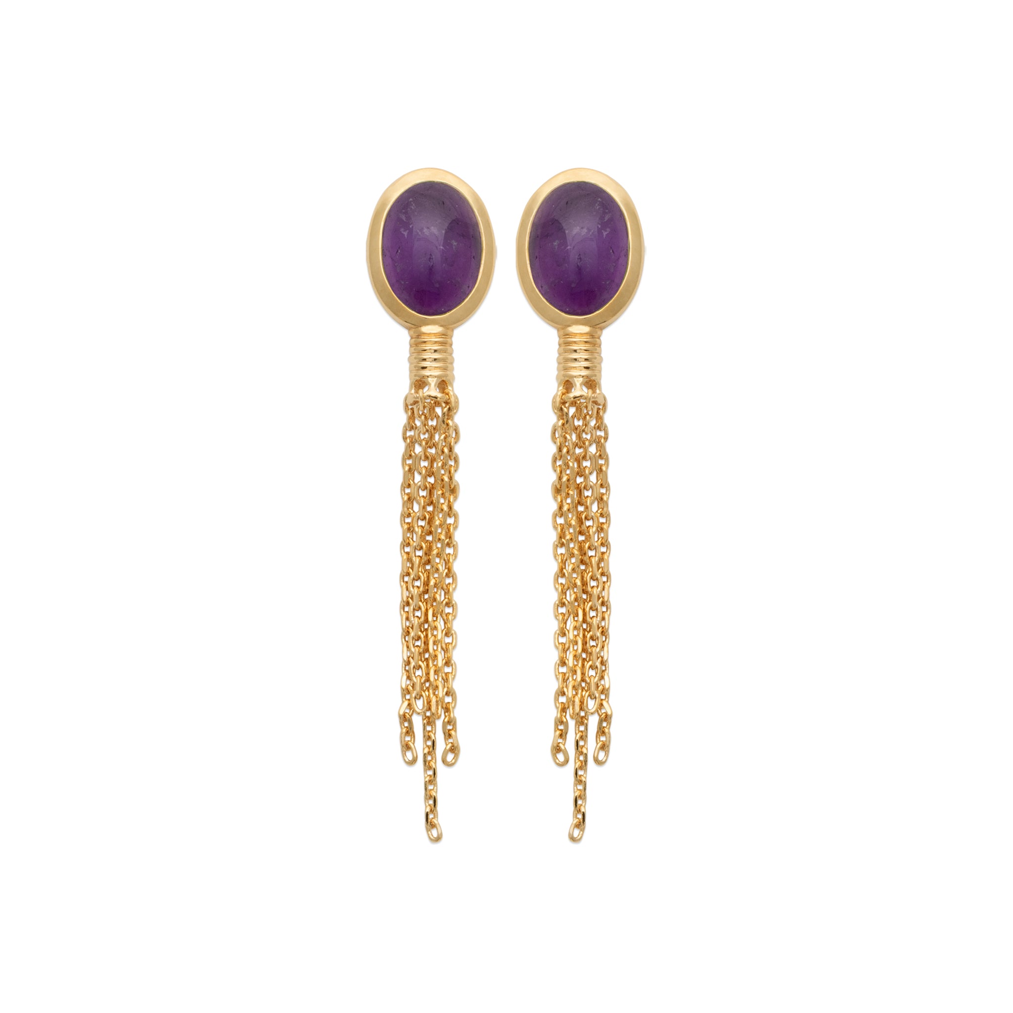Shéhérazade - Boucles d'oreilles en Plaqué Or et Améthyste - Yasmeen Jewelry