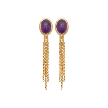 Shéhérazade - Boucles d'oreilles en Plaqué Or et Améthyste - Yasmeen Jewelry