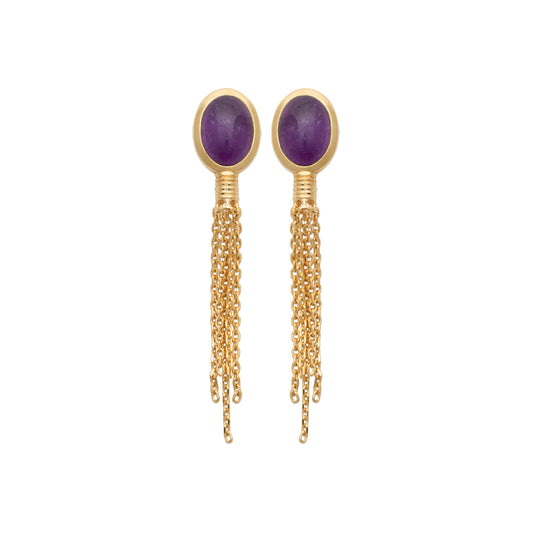 Shéhérazade - Boucles d'oreilles en Plaqué Or et Améthyste - Yasmeen Jewelry