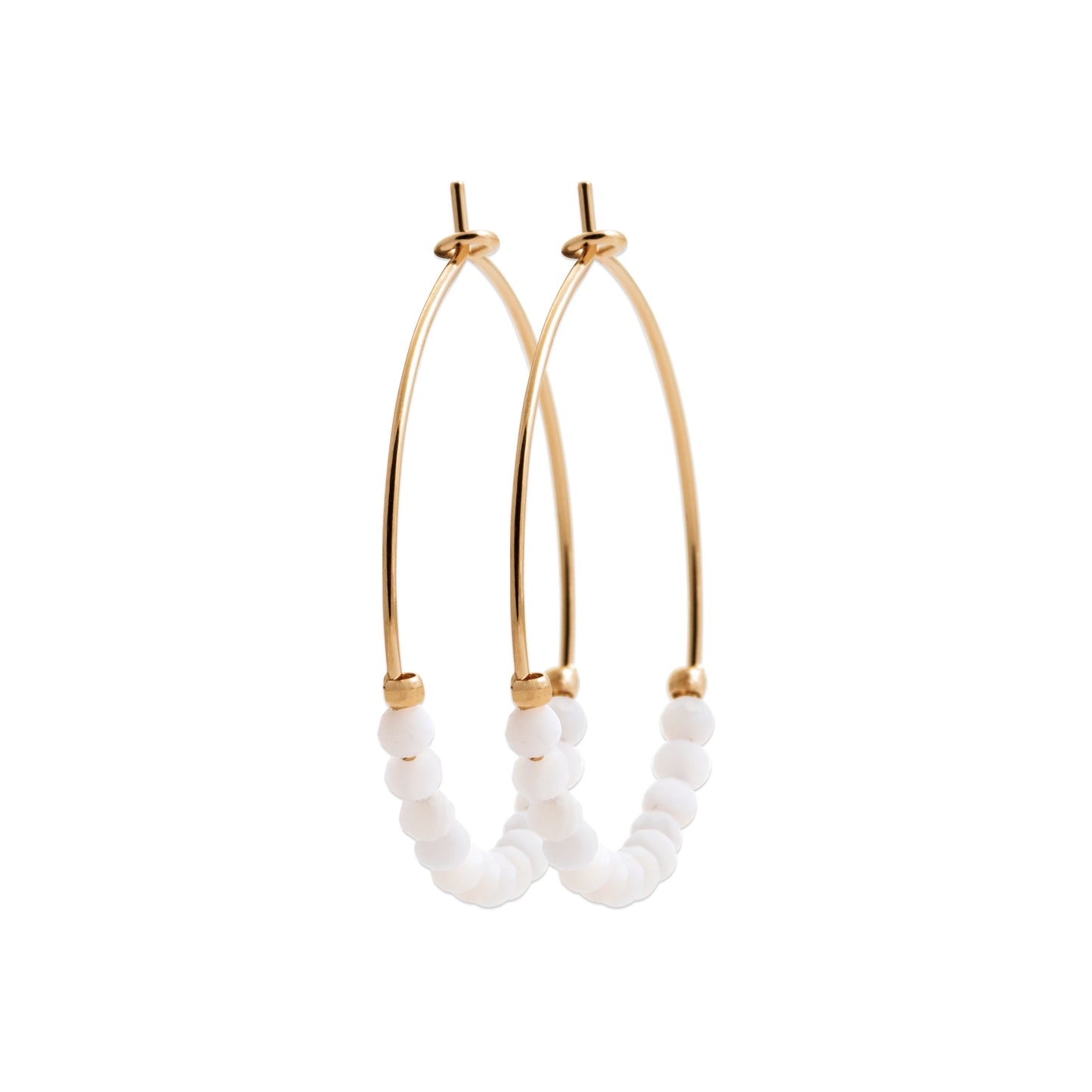 Pierre de Lune - Créoles en Plaqué Or et Pierres Naturelles - Yasmeen Jewelry