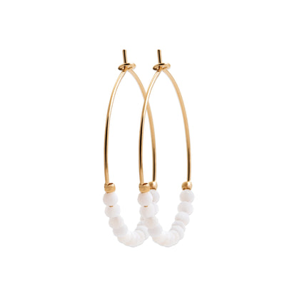 Pierre de Lune - Créoles en Plaqué Or et Pierres Naturelles - Yasmeen Jewelry