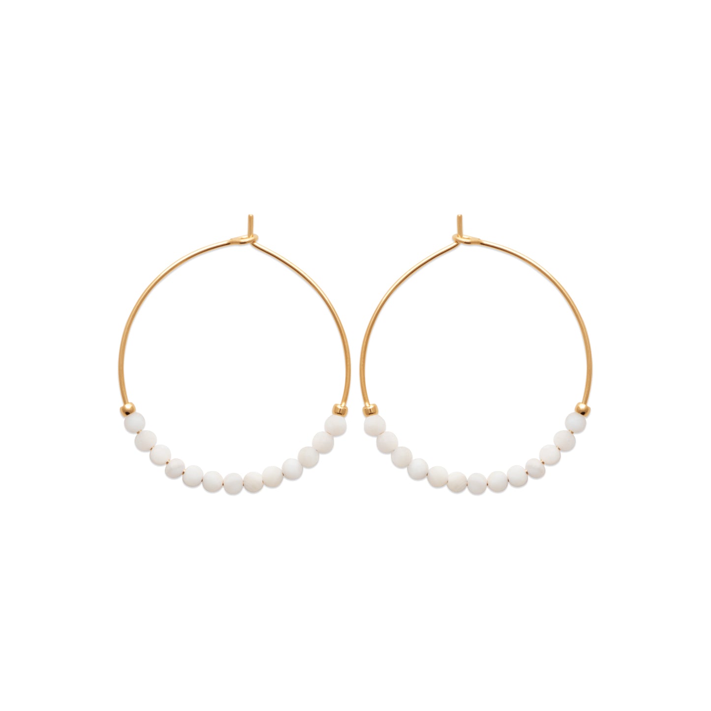 Pierre de Lune - Créoles en Plaqué Or et Pierres Naturelles - Yasmeen Jewelry