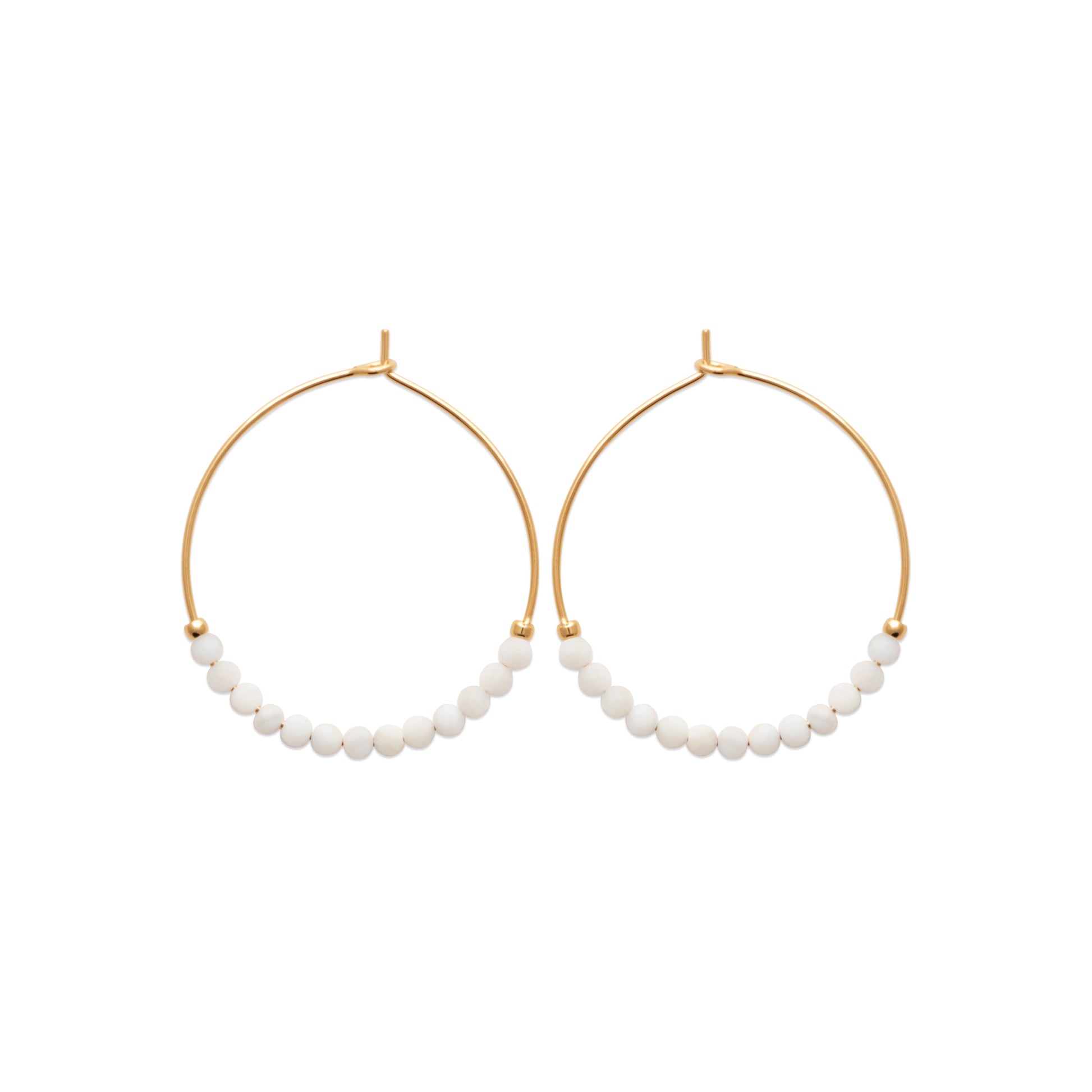 Pierre de Lune - Créoles en Plaqué Or et Pierres Naturelles - Yasmeen Jewelry