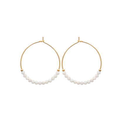 Pierre de Lune - Créoles en Plaqué Or et Pierres Naturelles - Yasmeen Jewelry