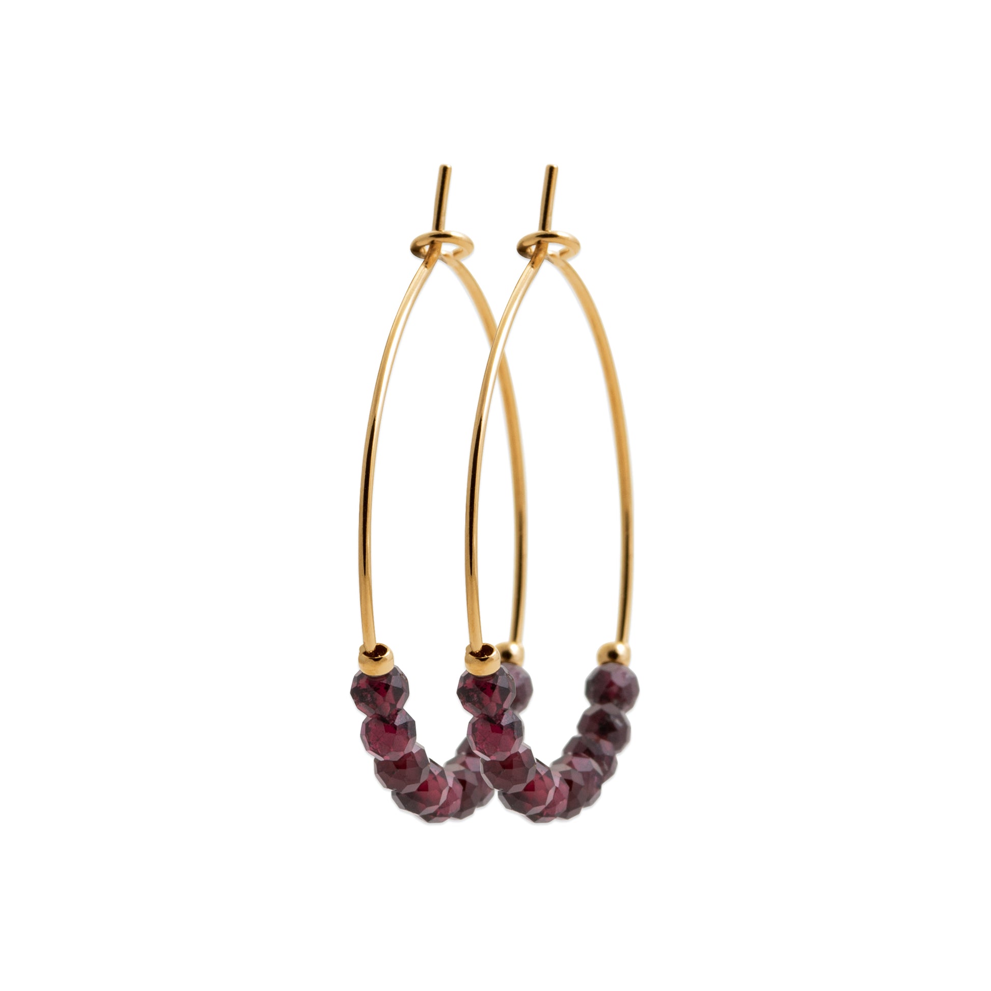 Grenat - Créoles en Plaqué Or et Pierres Naturelles - Yasmeen Jewelry