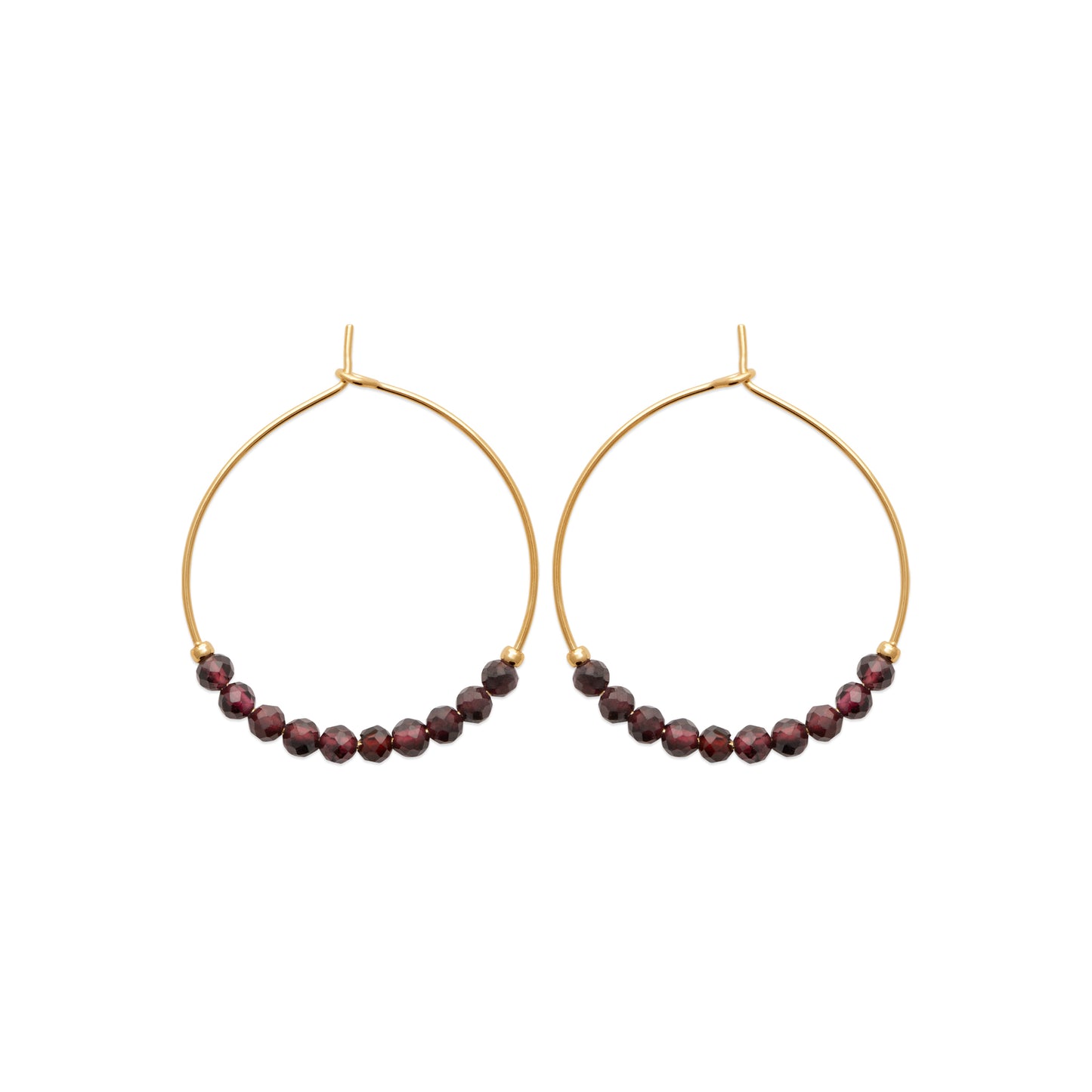 Grenat - Créoles en Plaqué Or et Pierres Naturelles - Yasmeen Jewelry