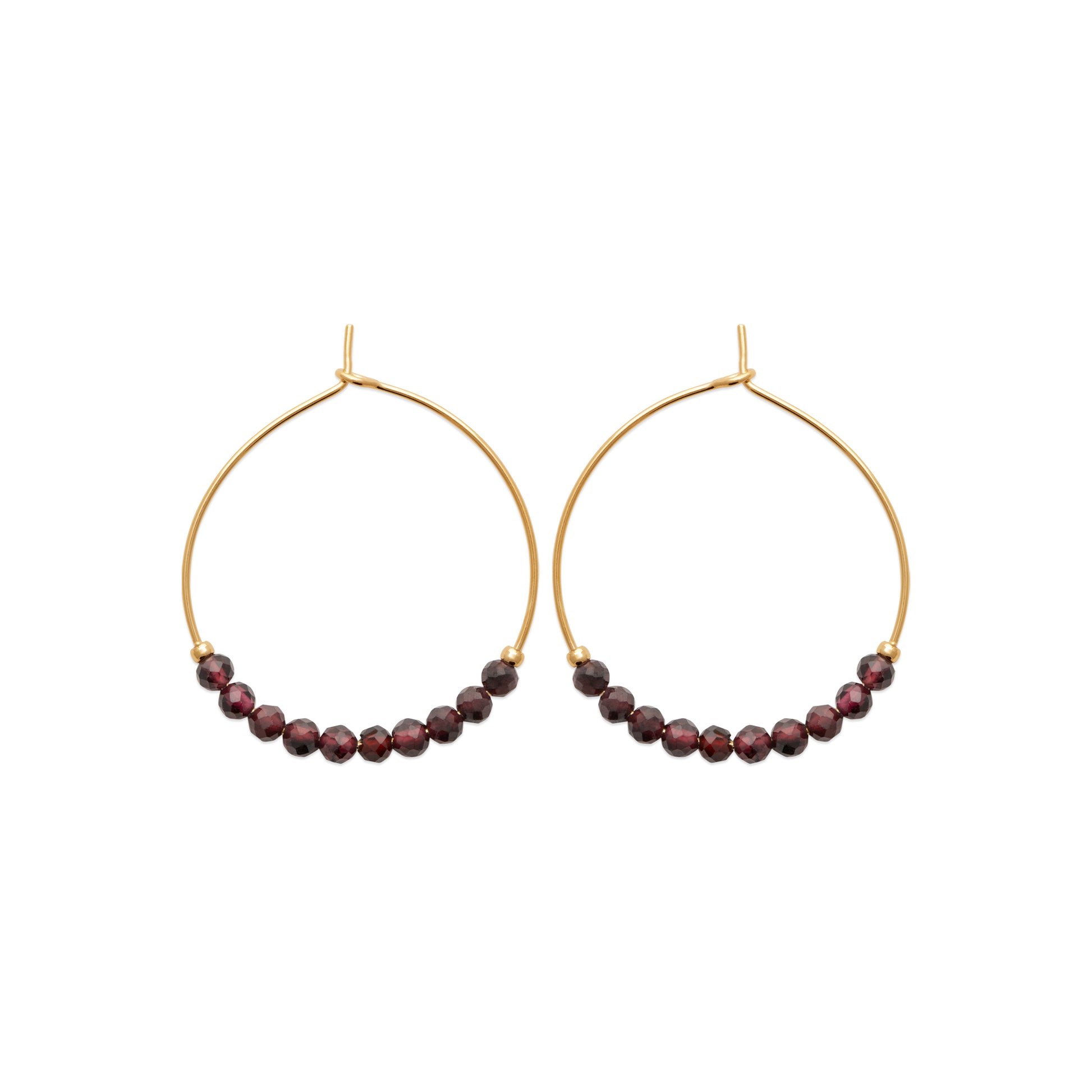 Grenat - Créoles en Plaqué Or et Pierres Naturelles - Yasmeen Jewelry