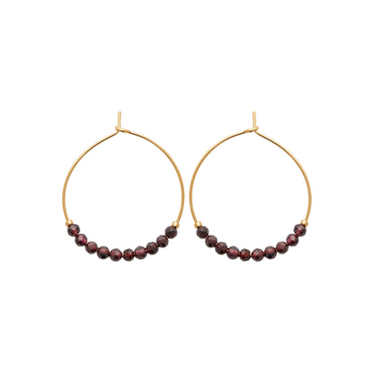 Grenat - Créoles en Plaqué Or et Pierres Naturelles - Yasmeen Jewelry