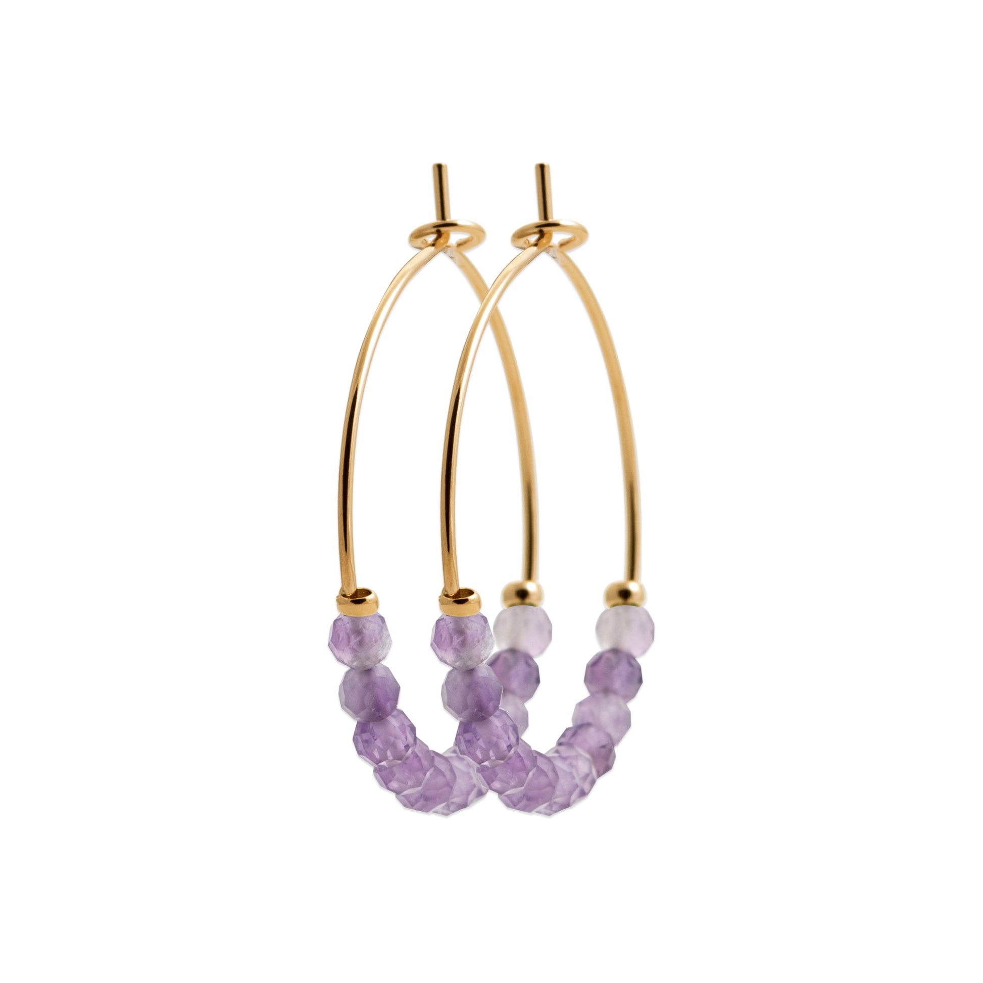 Améthyste - Créoles en Plaqué Or et Pierres Naturelles - Yasmeen Jewelry