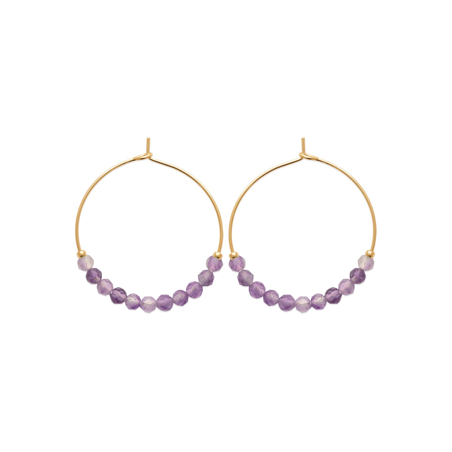 Améthyste - Créoles en Plaqué Or et Pierres Naturelles - Yasmeen Jewelry