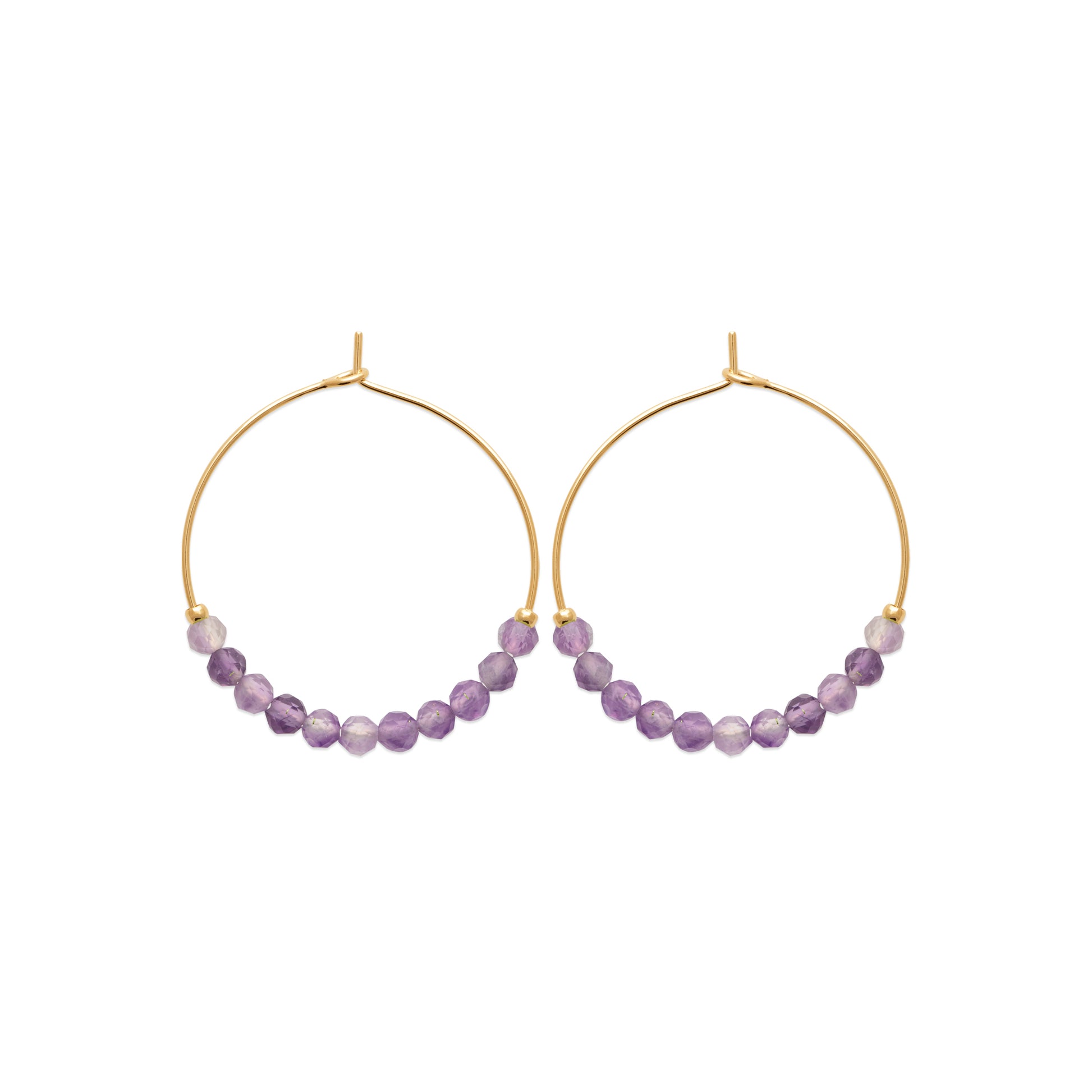 Améthyste - Créoles en Plaqué Or et Pierres Naturelles - Yasmeen Jewelry