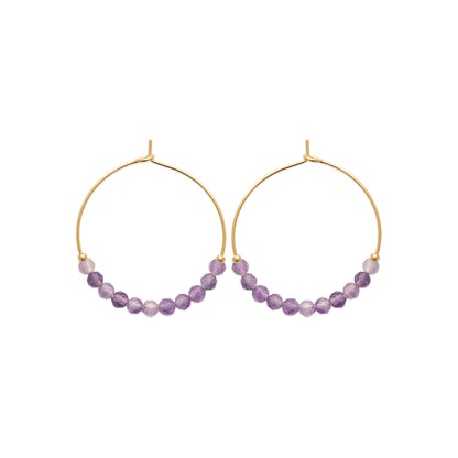 Améthyste - Créoles en Plaqué Or et Pierres Naturelles - Yasmeen Jewelry