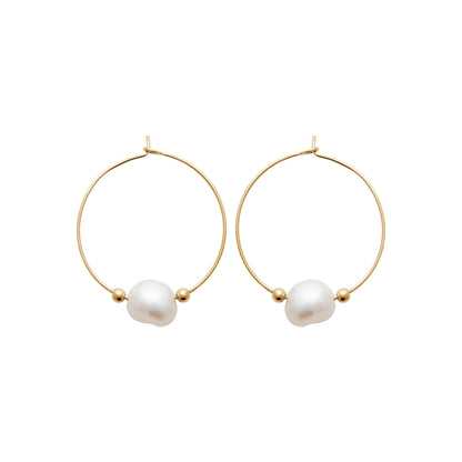 Perle de culture - Créoles en Plaqué Or et Pierres Naturelles - Yasmeen Jewelry