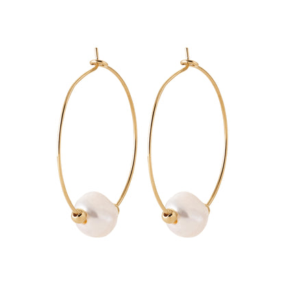 Perle de culture - Créoles en Plaqué Or et Pierres Naturelles - Yasmeen Jewelry