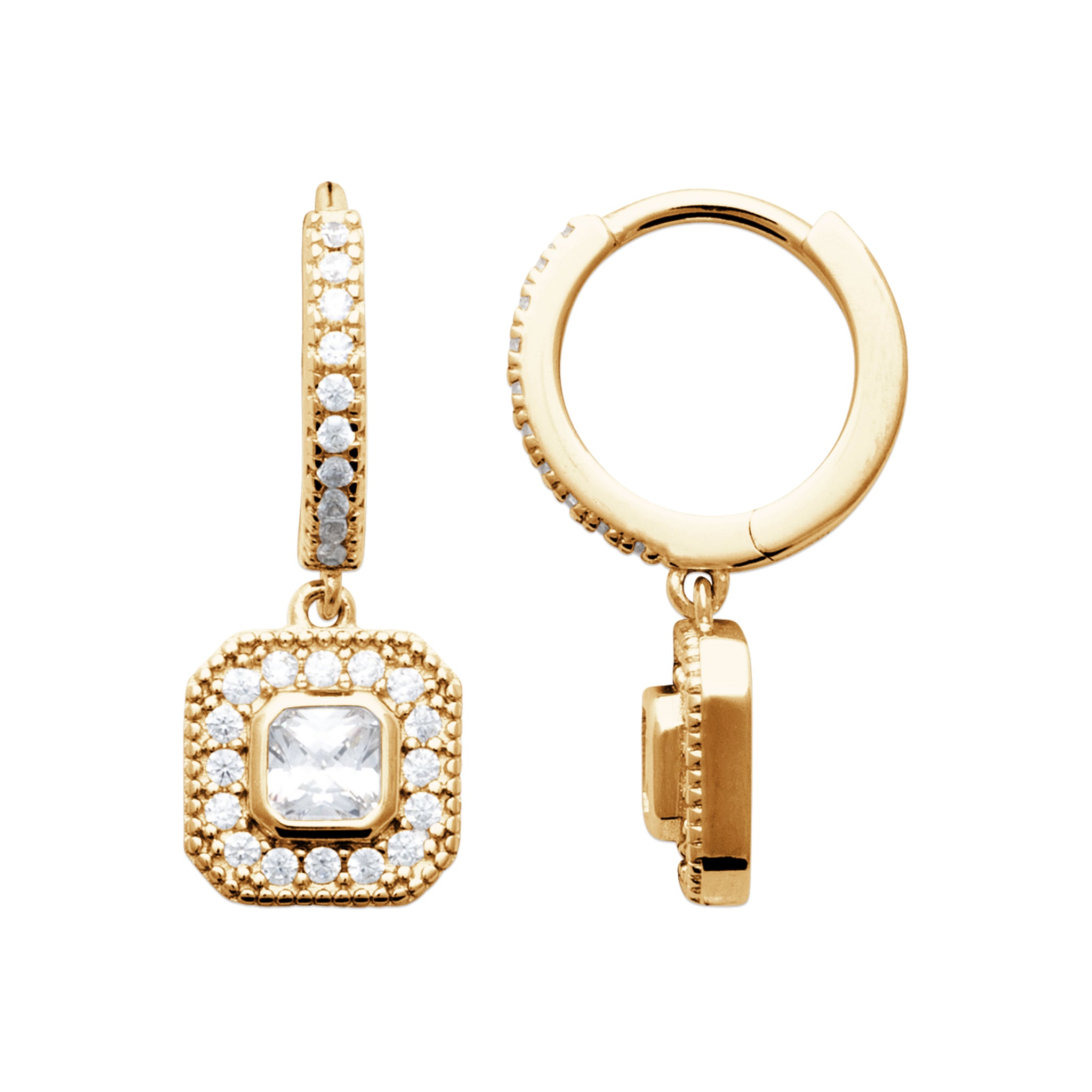 Art déco n°3 - Boucles d'oreilles en Plaqué Or - Yasmeen Jewelry