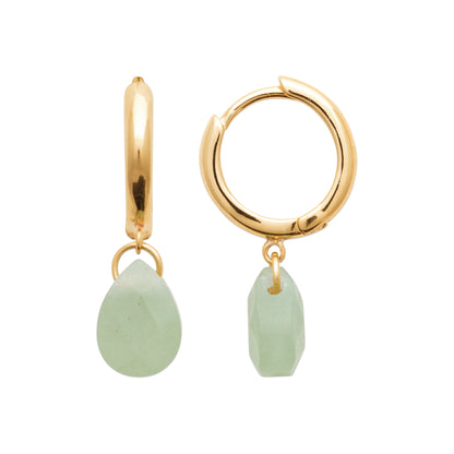 Aventurine - Créoles en Plaqué Or et Pierres Naturelles - Yasmeen Jewelry