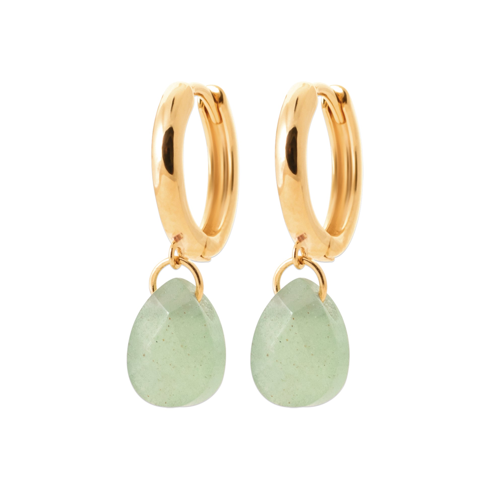 Aventurine - Créoles en Plaqué Or et Pierres Naturelles - Yasmeen Jewelry