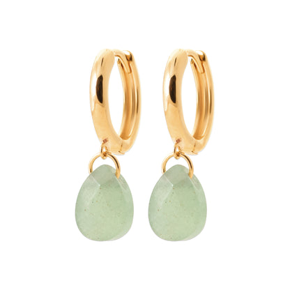 Aventurine - Créoles en Plaqué Or et Pierres Naturelles - Yasmeen Jewelry