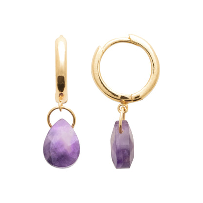 Améthyste - Créoles en Plaqué Or et Pierres Naturelles - Yasmeen Jewelry