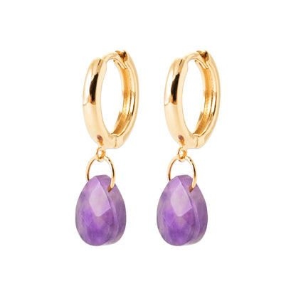 Améthyste - Créoles en Plaqué Or et Pierres Naturelles - Yasmeen Jewelry